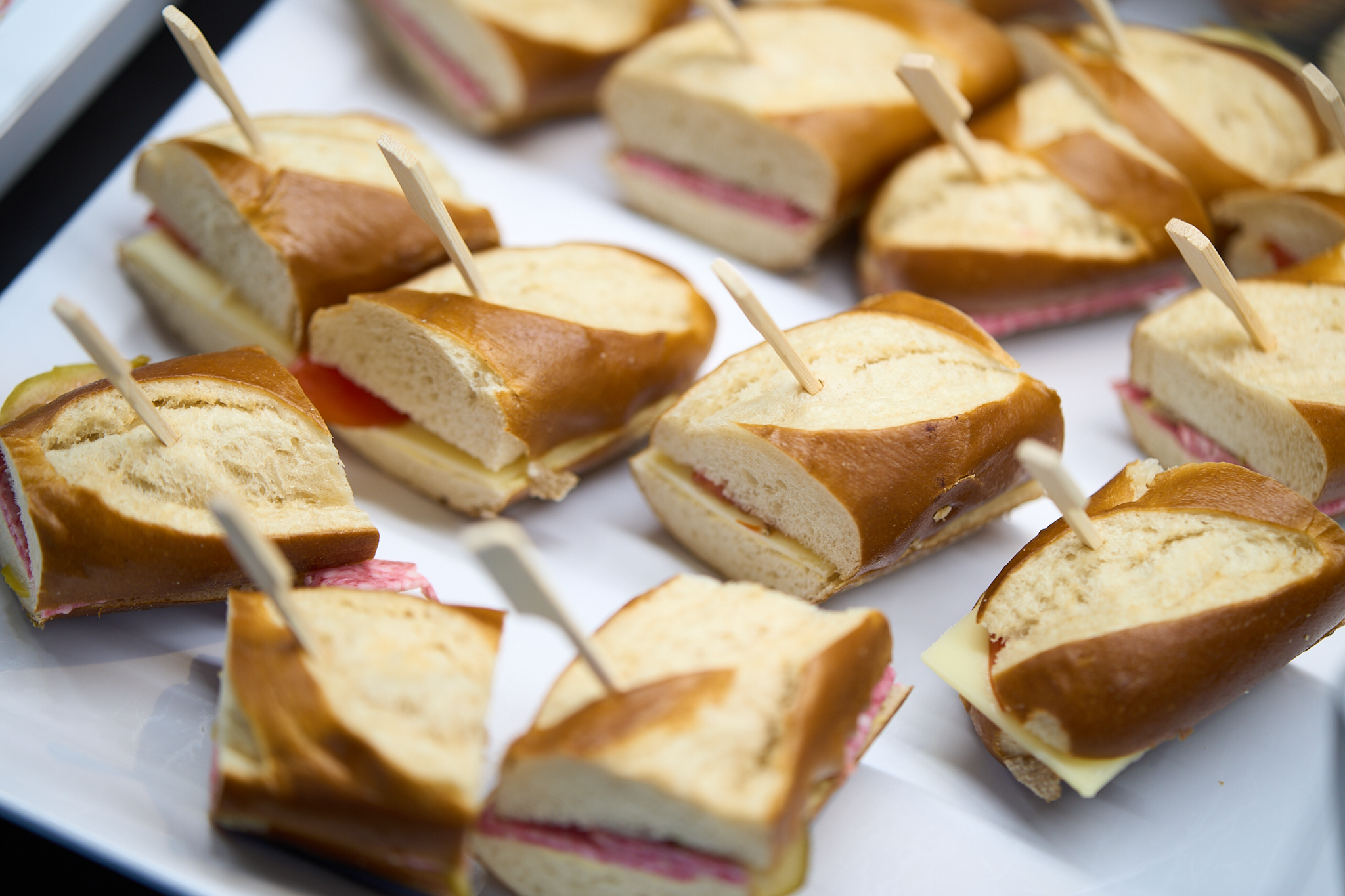 Salami and cheese baguette sandwich